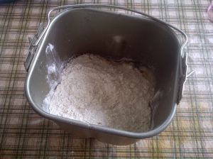flour in bread machine container