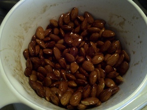 roasting almonds in pan
