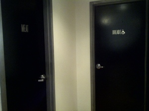 black bathroom doors