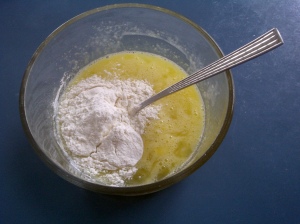 egg and flour whisked