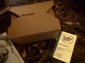 take out box from spaghetti factory