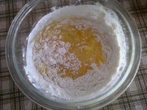 flour and egg in bowl