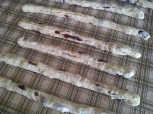 ropes of cranberry bread dough
