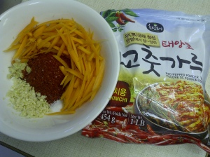 Korean kimchi ingredients