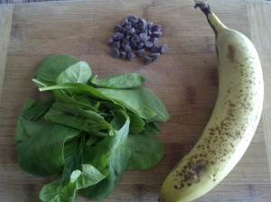 banana, chocolate chips and spinach