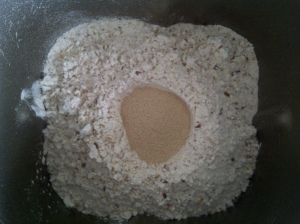 flour and yeast in bread machine