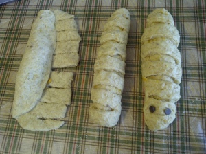 how to shape caterpillar bread