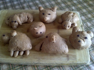 Assorted animal shaped bread