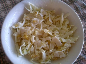 cabbage in large bowl