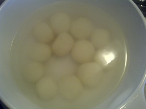 boiling rice balls