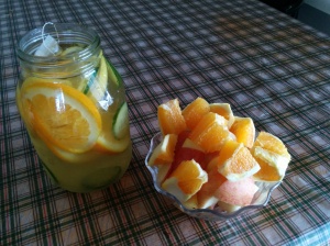 fruit water with oranges and grapefruit