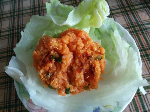 Quinoa burger in lettuce wrap