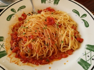 Cappelini tomato with basil garlic