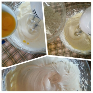 Mixing honey sponge cake batter