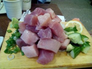 pile of Spicy tuna sashimi