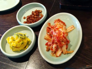 kimchi and mashed kabocha squash