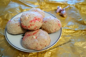 candy cane cookies with gold foil