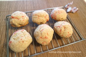 candy cane cookies on cooling rack