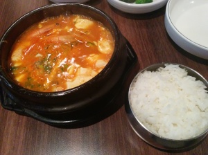 sundubu Seafood tofu soup with rice