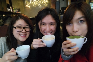 girls drinking lattes in hong kong