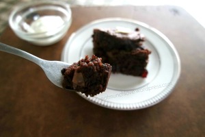 healthy chocolate brownie on plate