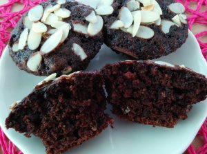 Super moist chocolate almond cupcakes