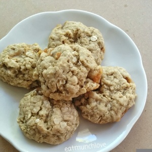 plated Chewy oatmeal toffee cookies